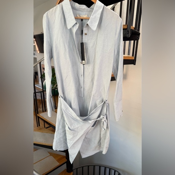 HALSTON HERITAGE Blue Shirt Dress Size 8 - Picture 4 of 10